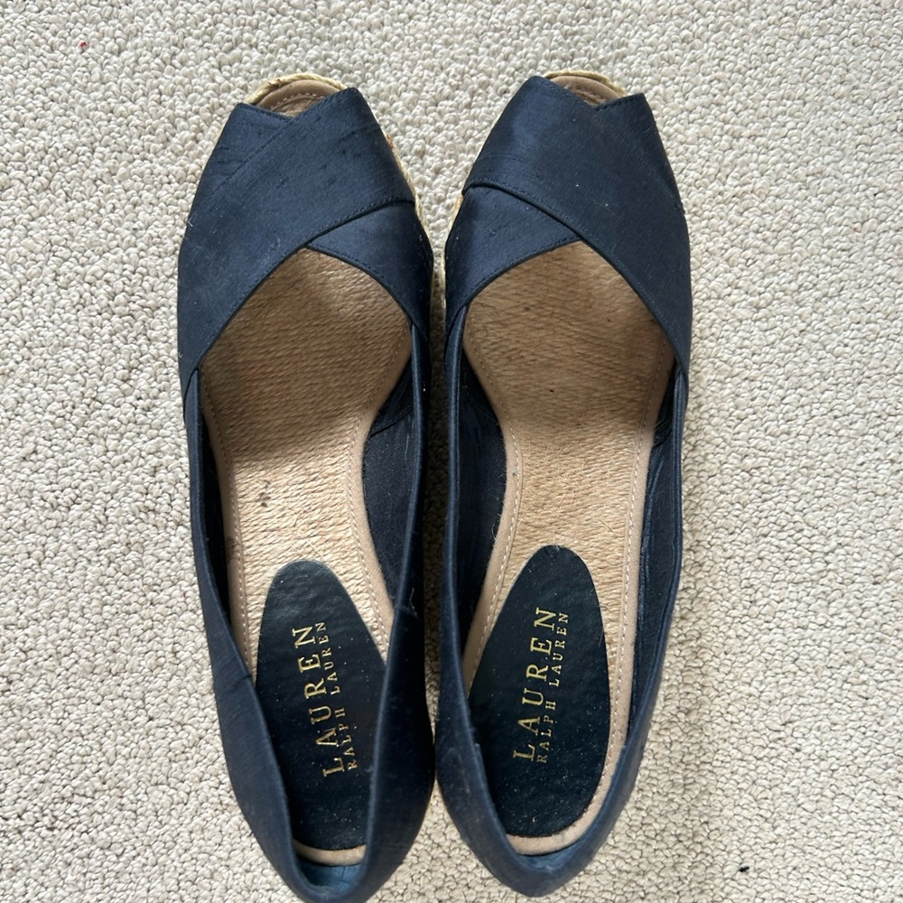 Ralph Lauren navy peep toe canvas shoes